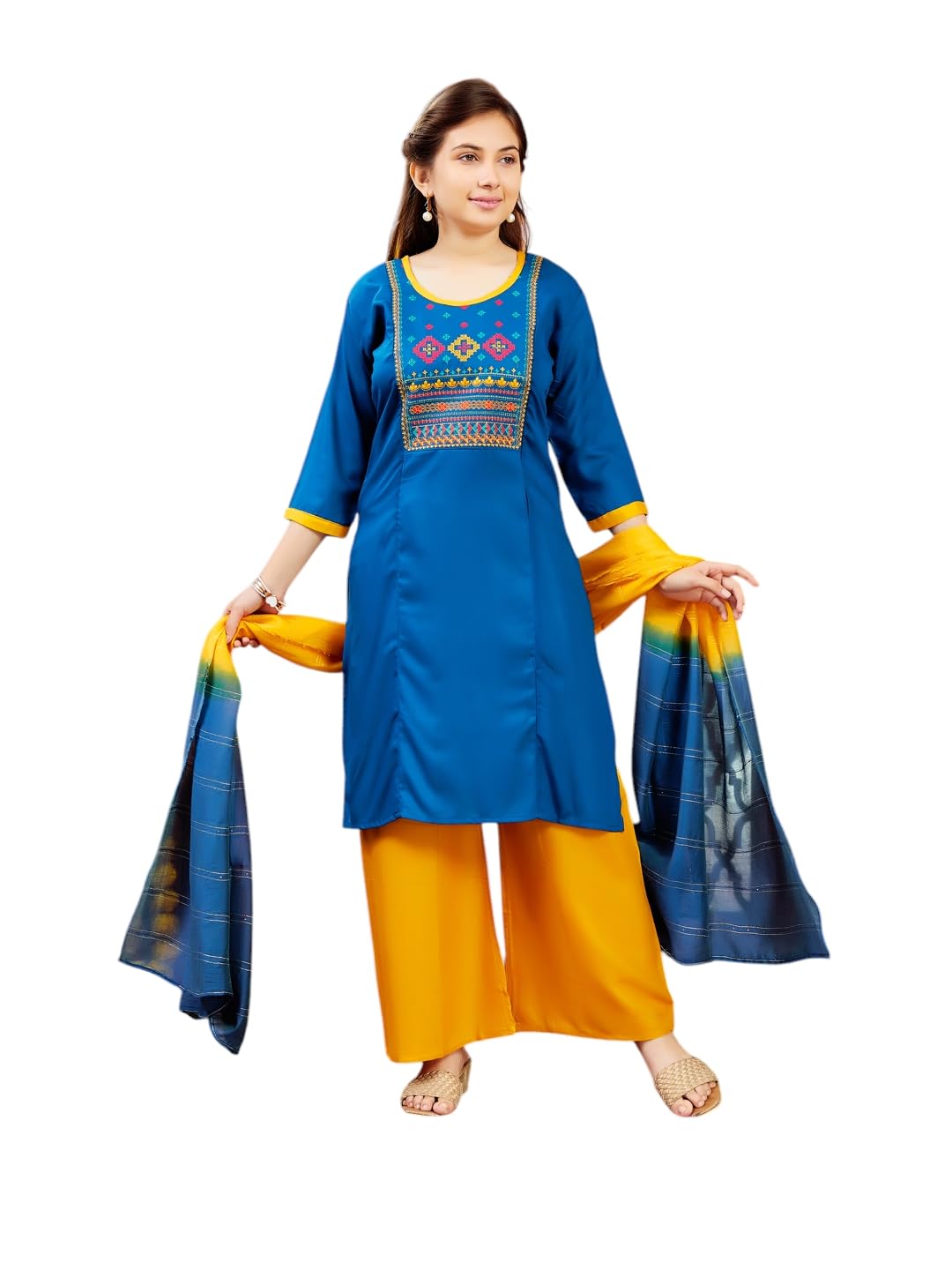 Aarika Girls Dark Green Colour Embroidery Cotton Kurti (10-15 Years)