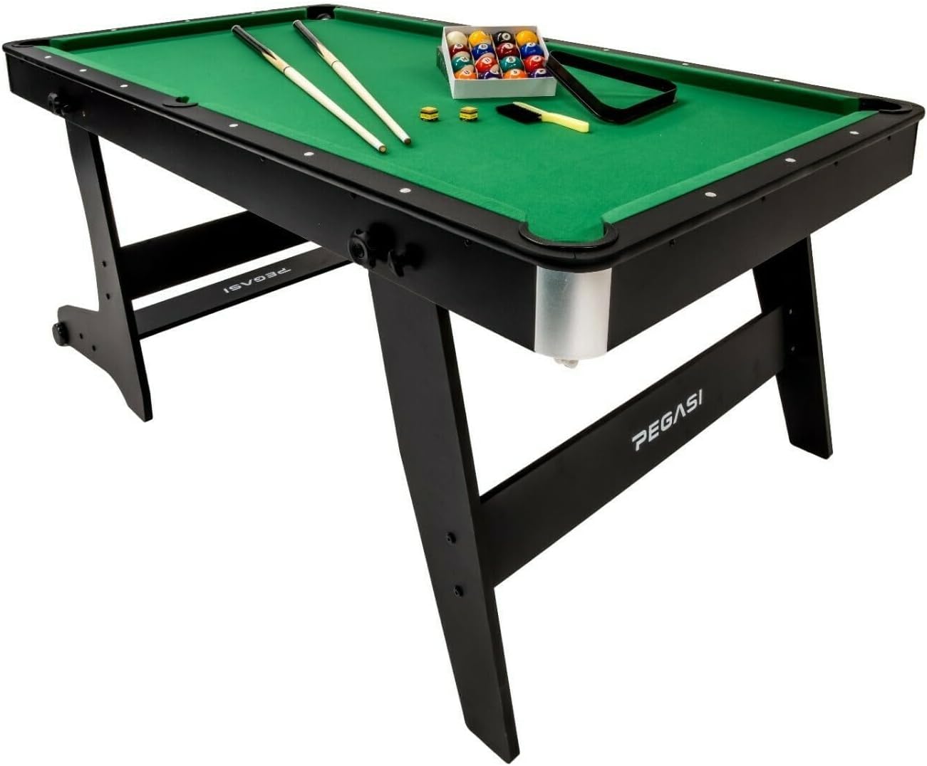 Pegasi Billardtisch 6ft Spider - Billardtisch 6ft - Tischbillard - Zusammenklappbar - Pool Table für Erwachsene - Indoor - Premium Qualität - Schwarz