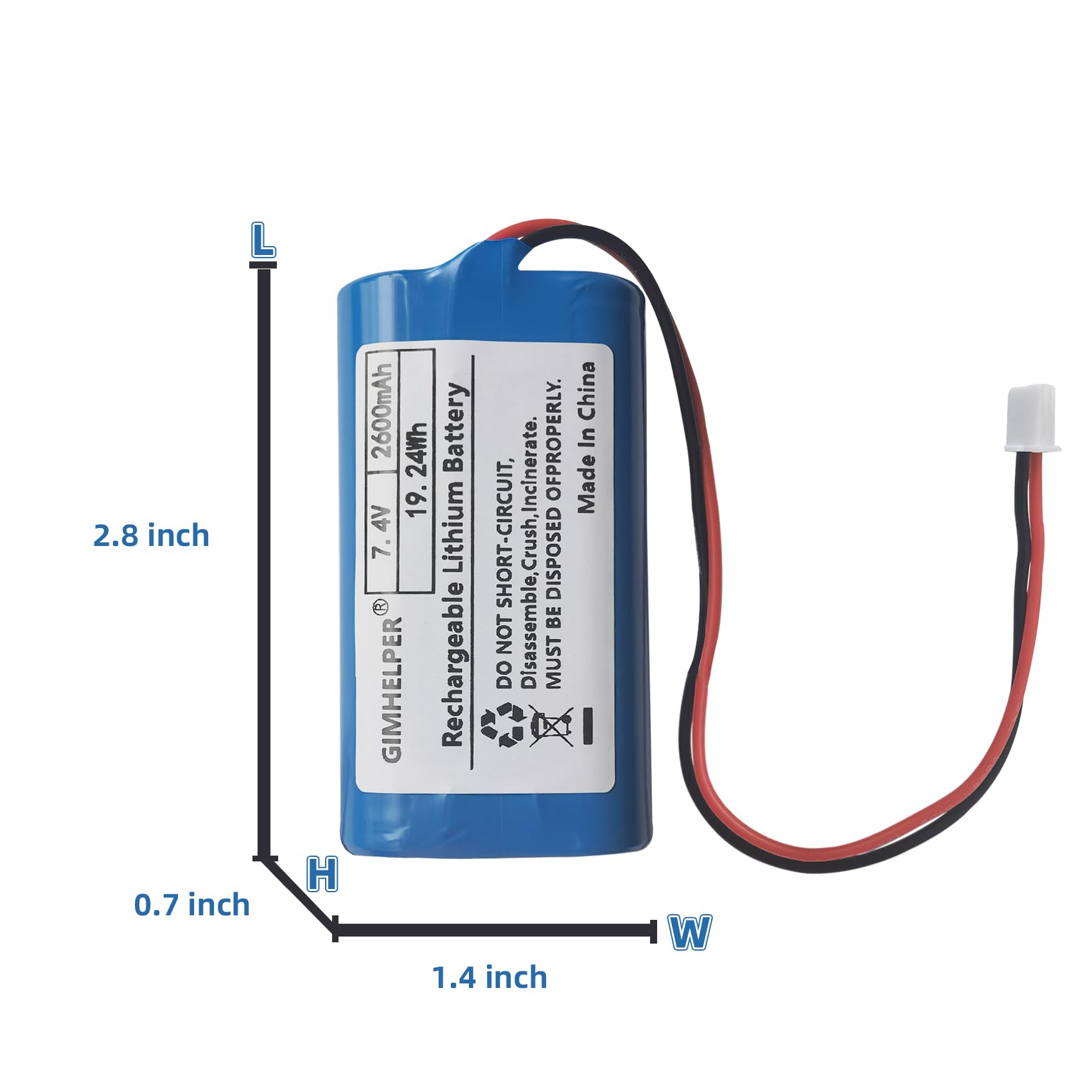 7.4v 2600mah Rechargeable Battery Lithium Li ion Batteries 7.4v Rechargeable Battery (Upgraded) Compatible for Multiple Device 7.4v 2600mah Batteries with PH 2.54 & PH 2.0 JST Connector and Tool (1)