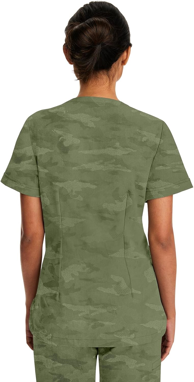 Healing Hands Scrubs for Women V-Neck Scrub Top Joy Camo with Moisture Wicking,360° Stretch & Quick Dry Fabric 2353 - Image 2