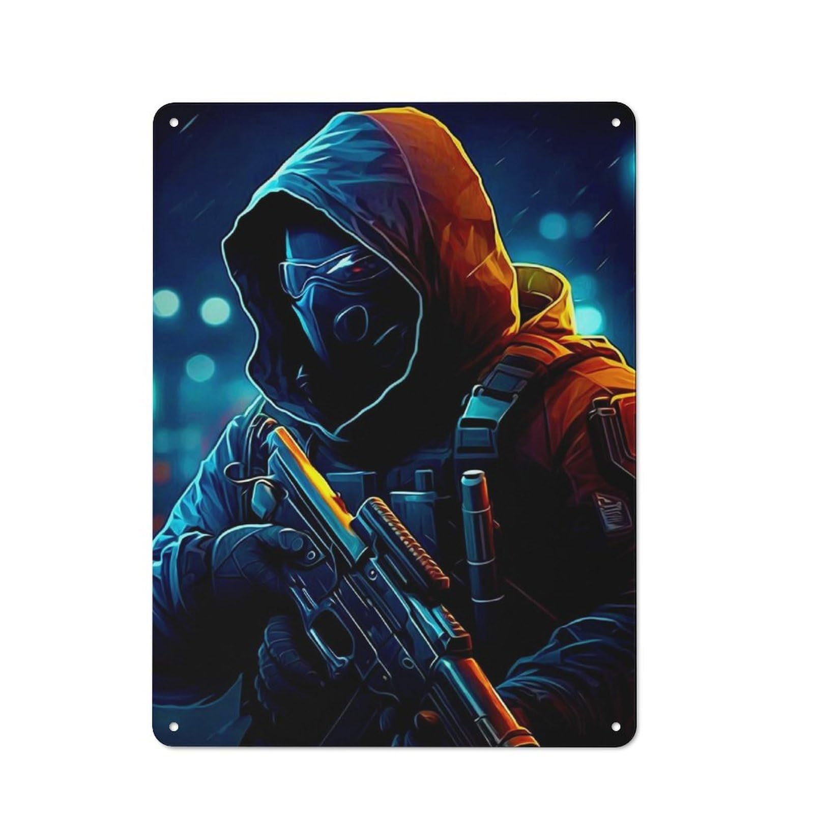 Junmoney Fantasy Soldier Industrial Metal Wall Sign 40X30cm Featuring Urban Room Decor For Loft, Studio, Office Or Creative Room