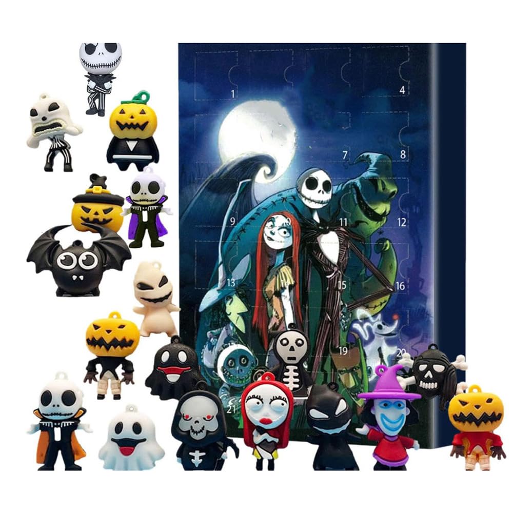 Christmas Advent Calendar 2024, Horror 24 Day Halloween Christmas Countdown Calendar with 24 Different Gifts, Surprise Christmas Advent Calendar Doll Collectible Figures Gift (#2)