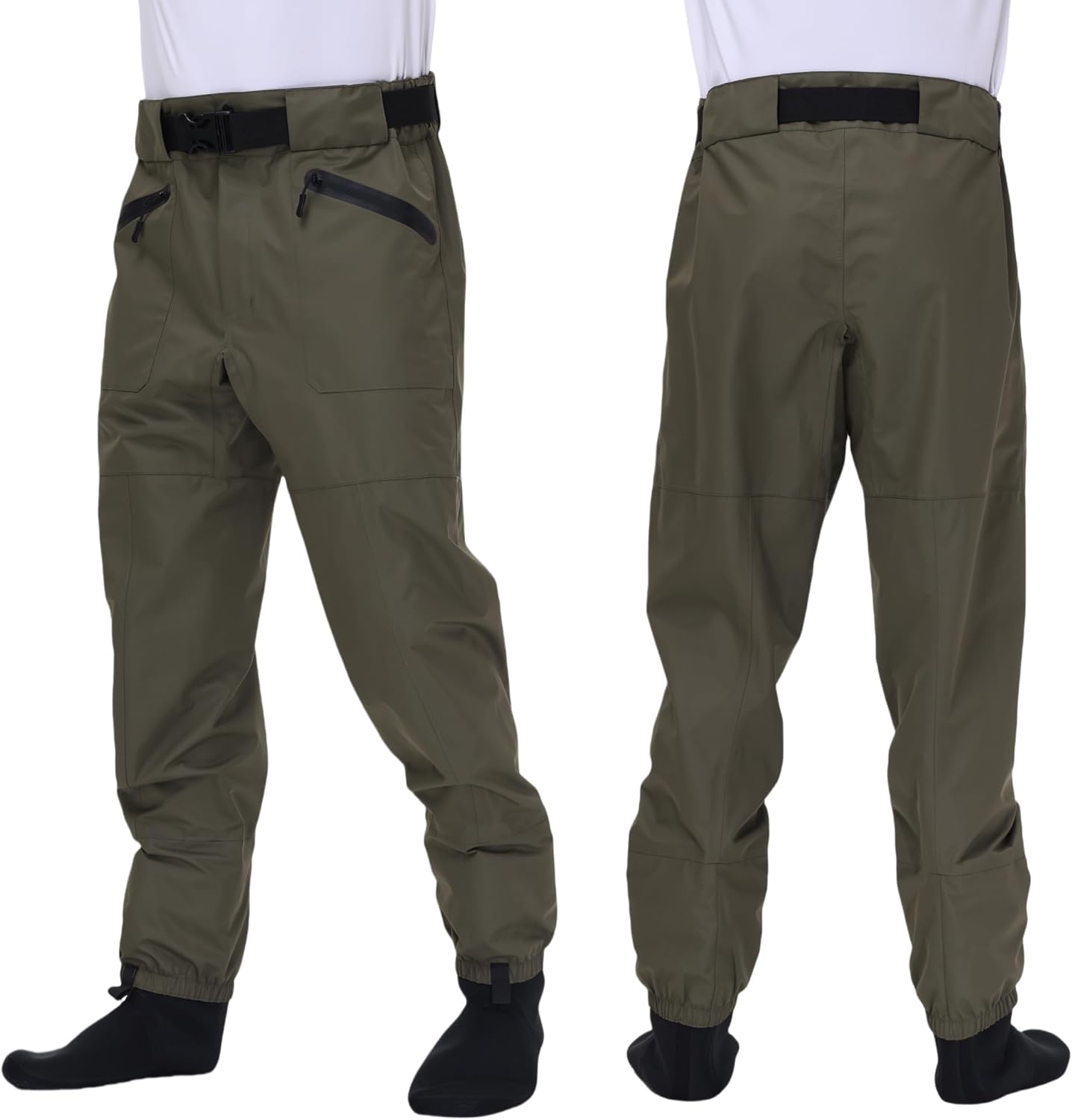 Fishing Waders for Men and Women,Wading Pants with Neoprene Stocking Foot,Fishing Waist Waders Pants with Pockets - Image 8