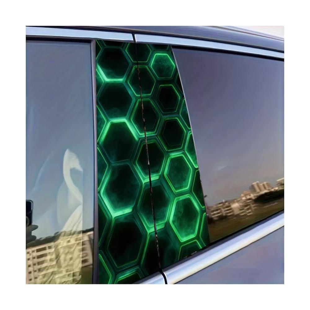 Dabhuoc One Color Car Parts 2 Pcs Car Window Pillar Stickers Honeycomb Glossy Protective Polyethylene Film
