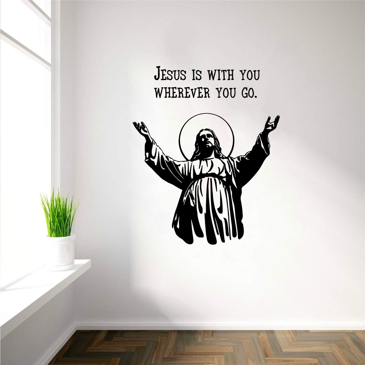 Jesus is with You Wherever You Go Wall Stickers (PVC Vinyl,Multicolour)