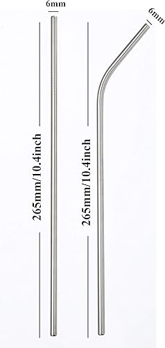 Miniatura 9 de Paquete de 50 popotes de acero inoxidable, pajitas de metal superlargas de 10.5 pulgadas para vasos de 30 oz20 onzas, tazas de viaje, reutilizables,