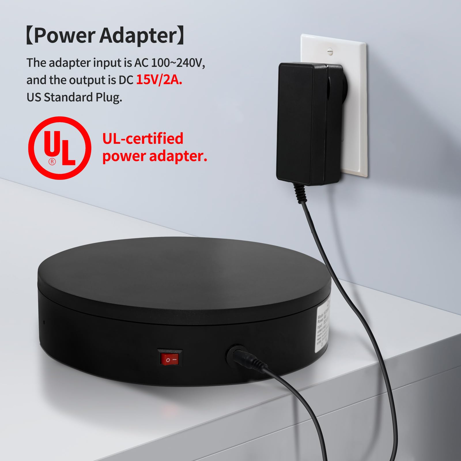 Tocadiscos eléctrico motorizado grande de 19.7 pulgadas, plataforma giratoria para fotografía, base giratoria motorizada para fotografía, escáner 3D, pantalla resistente (rango de carga: 220 ~ 500