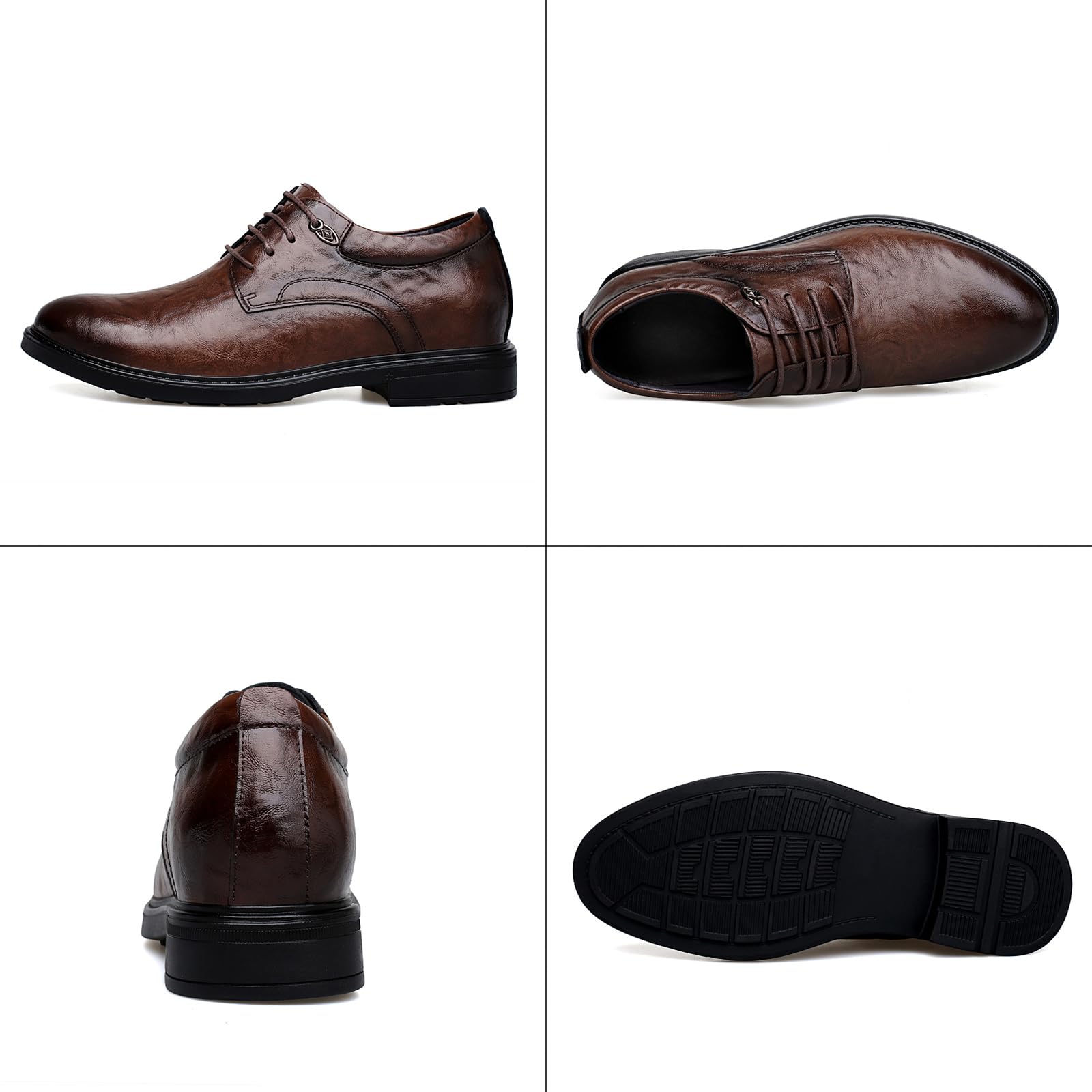 FLIOZY Scarpe da uomo Business Oxford – Classiche stringate in pelle con aumento di altezza integrato fino a 6 cm – per ufficio e occasioni formali