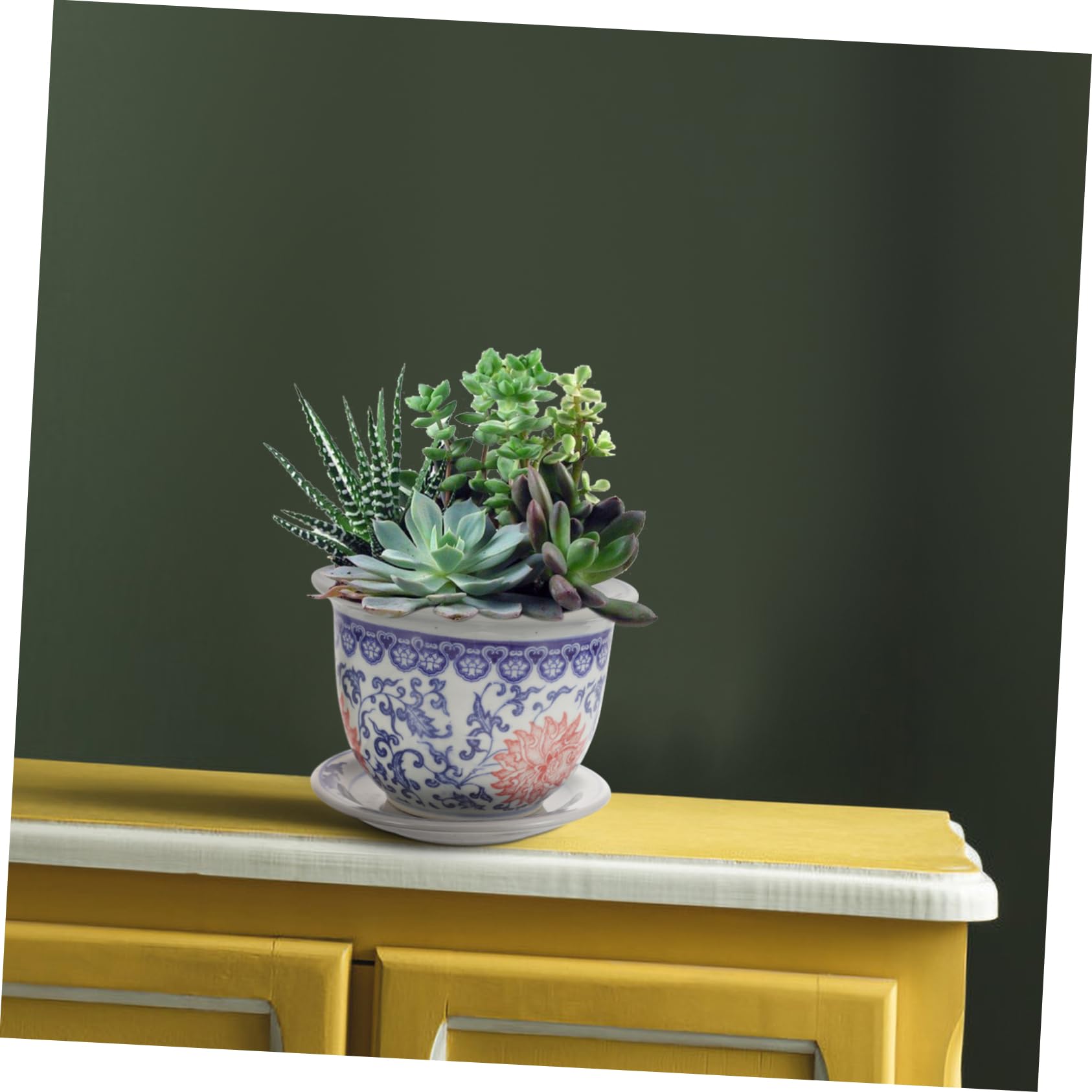 1zestaw Ceramiczny Doniczka z Podstawką Zewnętrznej Średnicy Idealna Do Sukulentów i Kaktusów Do Ogrodu Balkon i Wnętrz z Otworem Odpływowym Oszczędza Miejsce