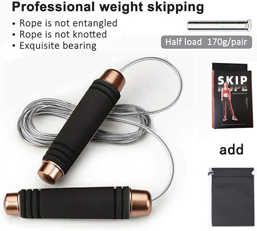 Miniatura 6 de Cuerda de saltar con peso, de alambre de poliuretano termoplástico, ajustable, con cómodo mango de espuma, para entrenamiento y fitness, para