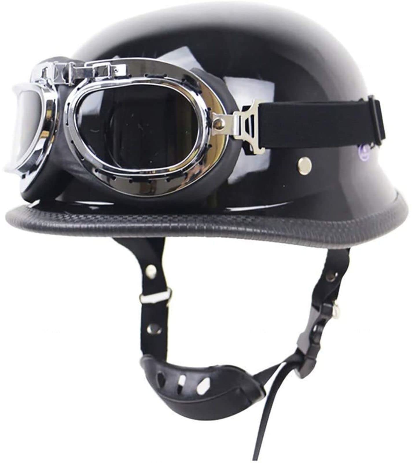 Casque bol moto noir brillant style demi-jet avec isolation douce taille M