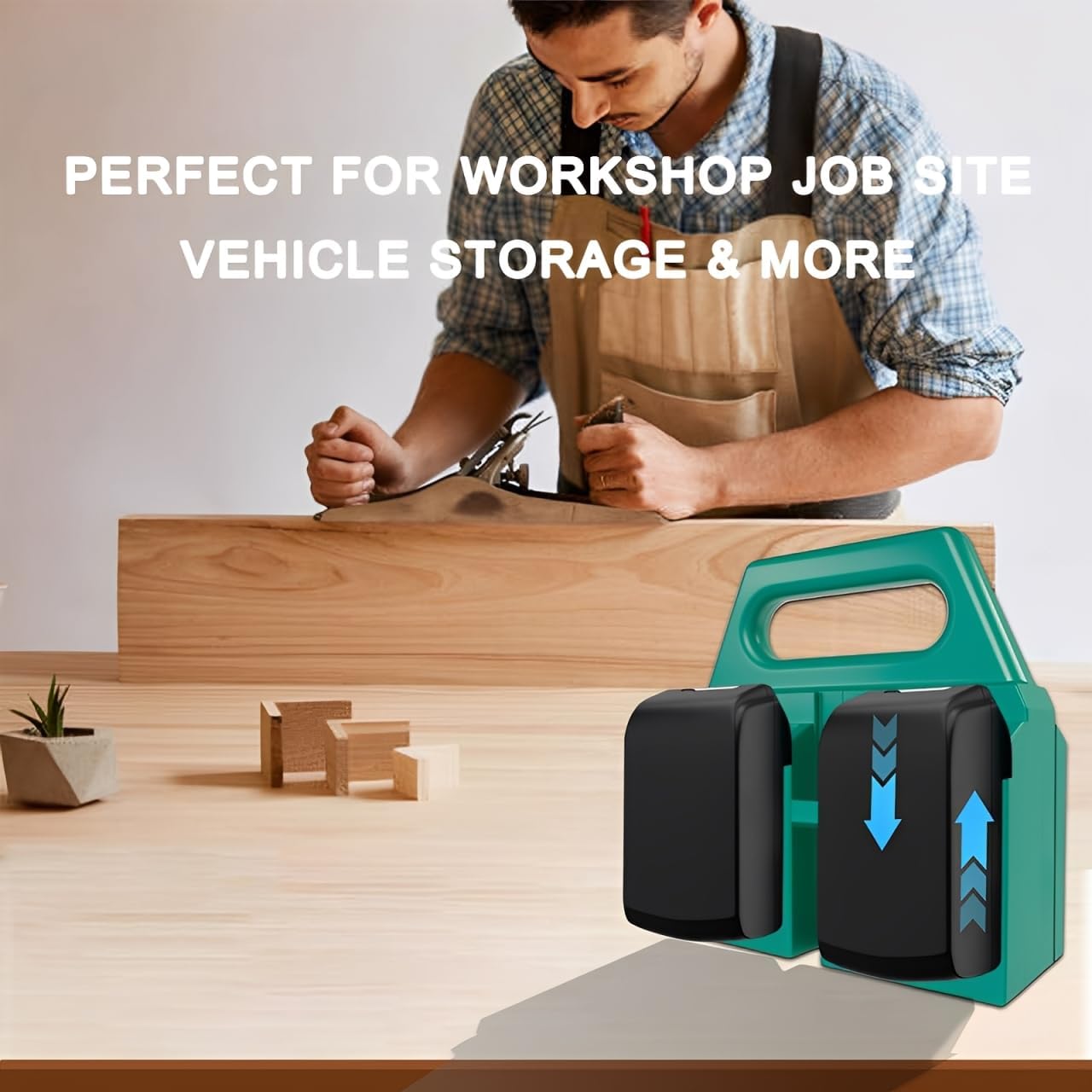 4 Slot Battery Caddy Holder Compatible for Makita 18V Battery, Carrying Case Heavy Duty ABS Organizer for Work Van, Shelf, Toolbox, Jobsite,Tool Bags for BL1860 BL1850 for BL1840 BL1830 BL1860 BL1850
