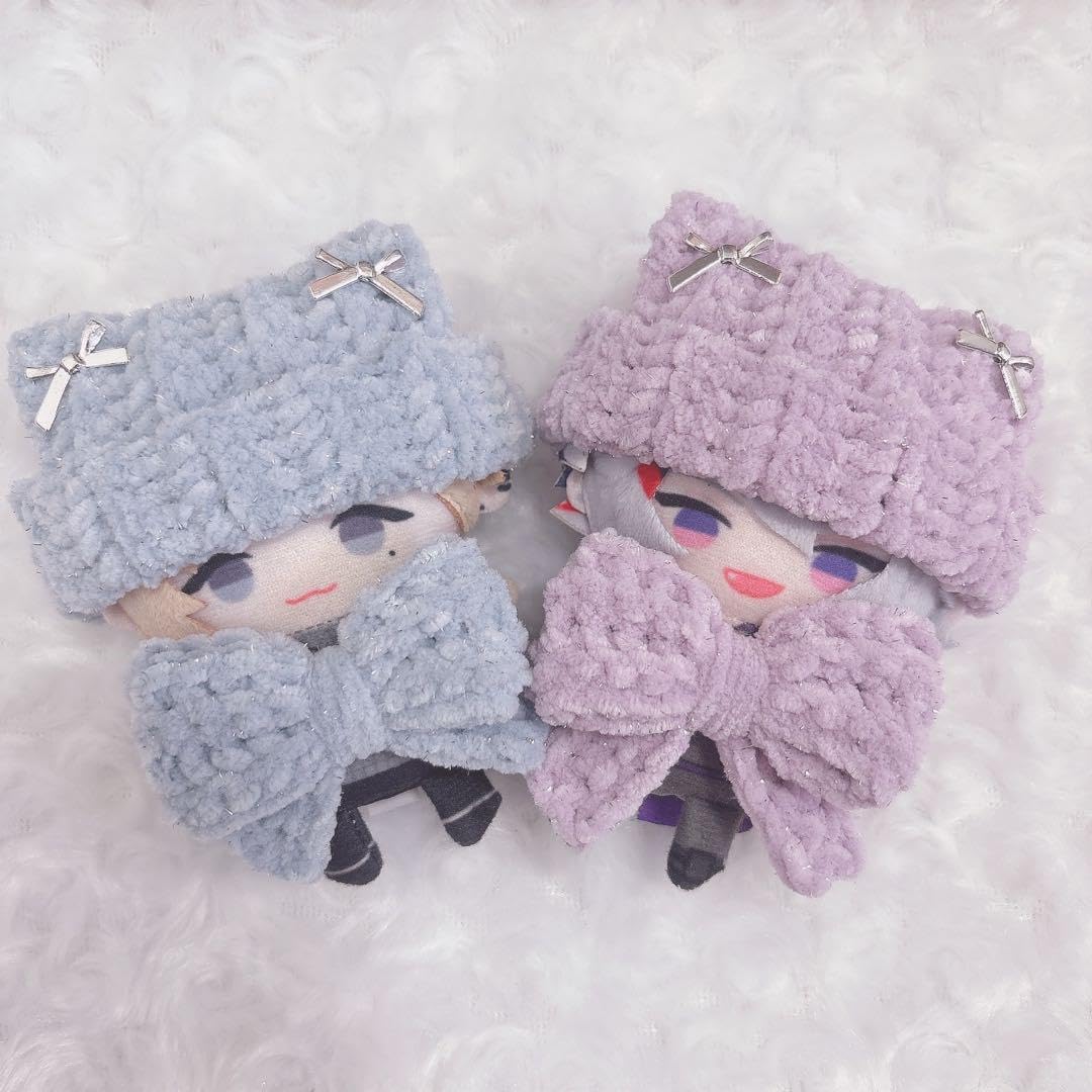 水色キラセットにじぱぺっと ぬい帽子 ぬい服 ネコ耳 ニット帽 10cmぬい