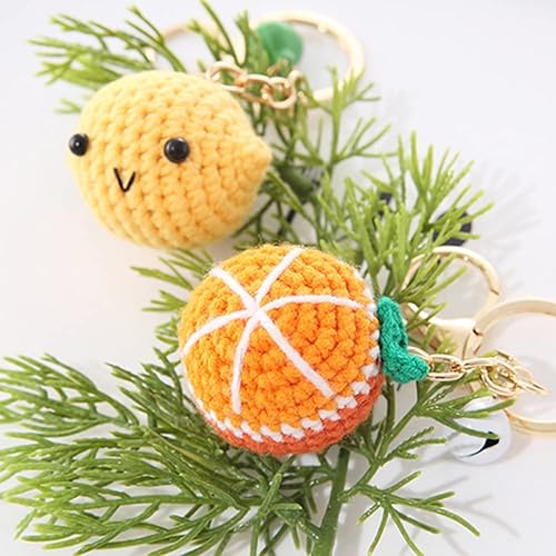 Vista 4 de SEADEAR Llavero de fruta de ganchillo, colgantes de llavero de coche, llavero de coche, colgante lindo llavero de coche, Rosado