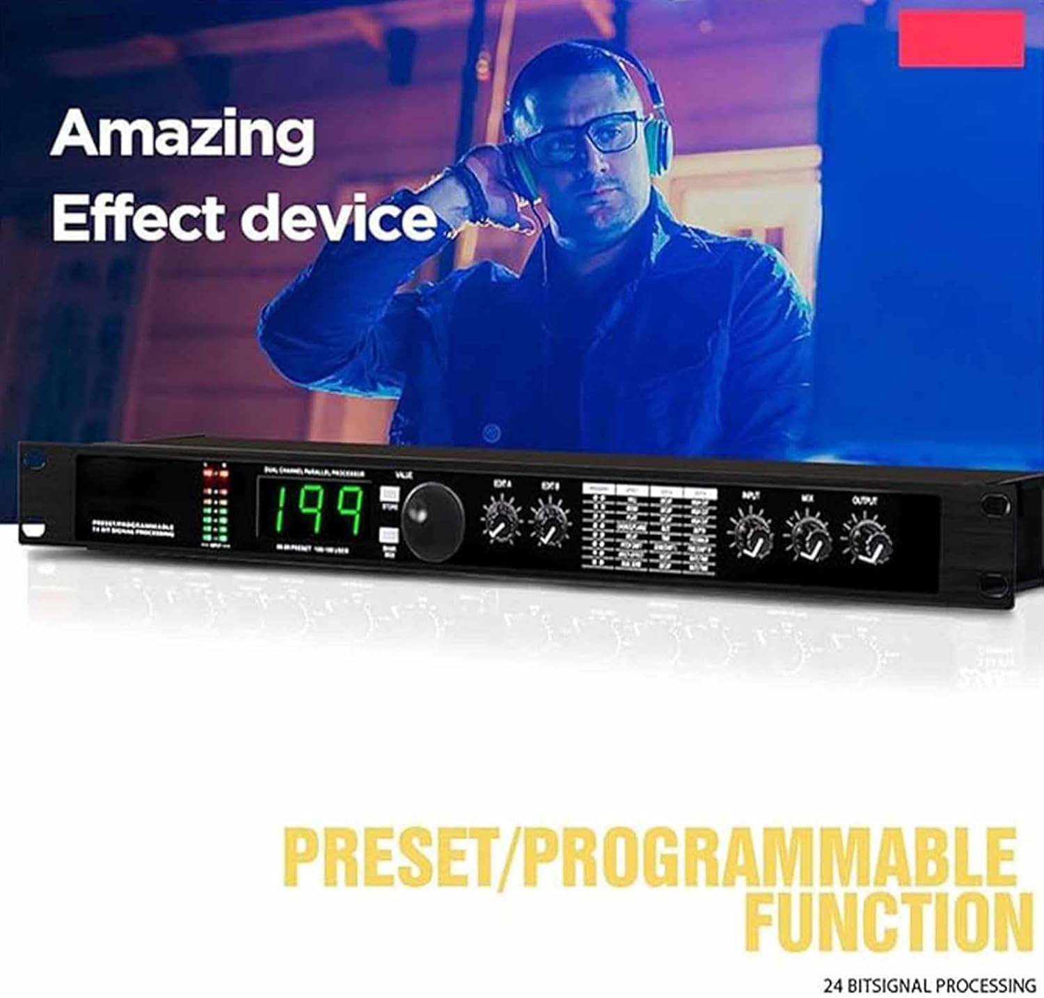 LNNW Equalizzatori grafici Processore audio, riverbero digitale professionale multieffetto con processore DSP