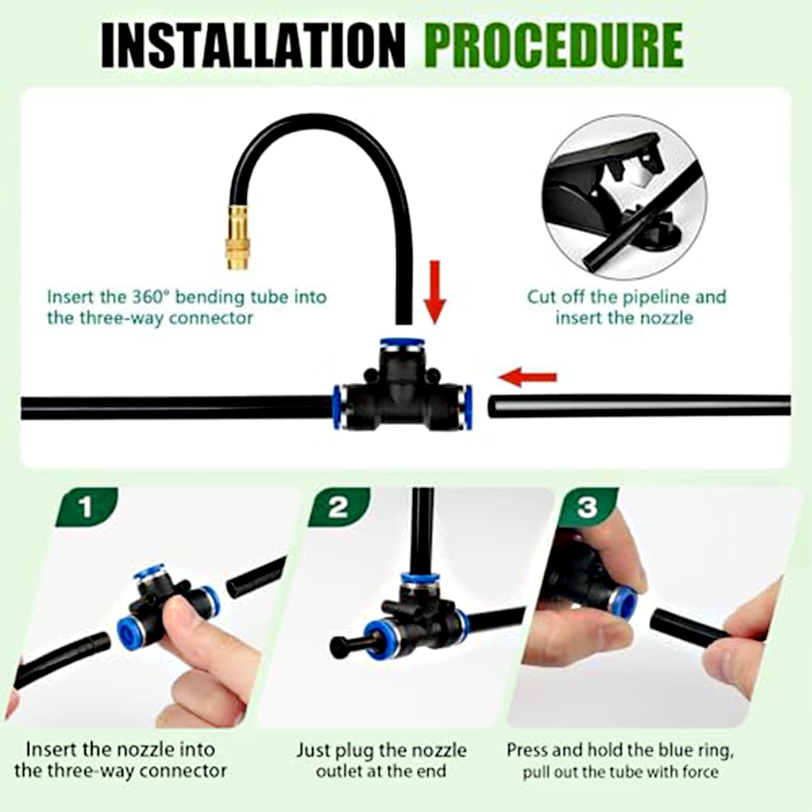 Kit di Irrigazione Automatica, Kit di Irrigazione da Giardino Curvo a 360° con Ugelli Nebulizzatori Regolabili per Prato, Serra, Patio e Giardino 15 nozzles + hose*15m