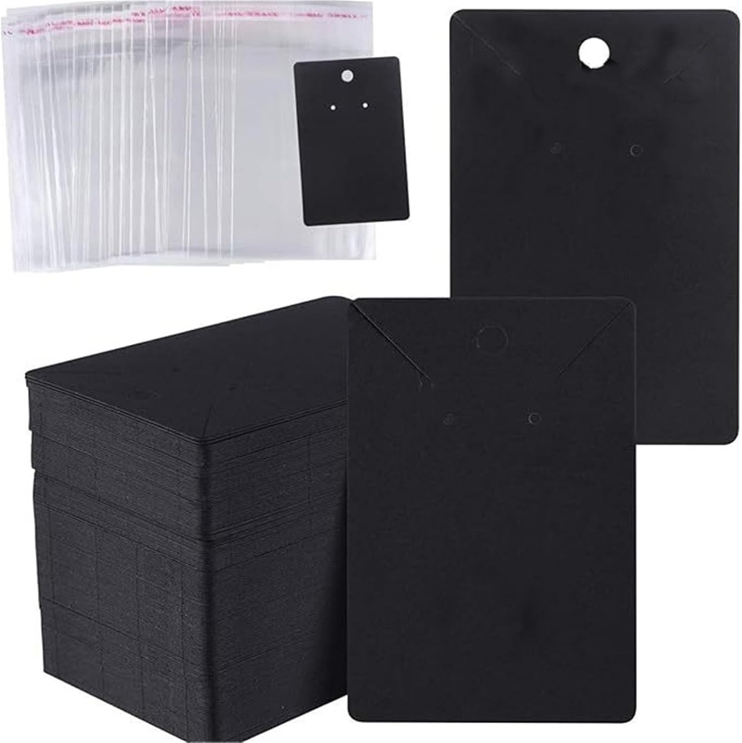 Earring Cards Necklace Display Holders 300 Sets 6x9cm Stud Earring Hooks Display Cards Bulk with Self Adhesive Bags Thickened Necklace Holder Jewelry Packaging Making(Color 1)
