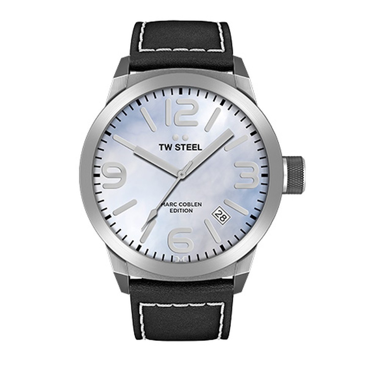 TW SteelTW Steel Marc Coblen Edition with Leather Strap and Date Stainless Steel Quartz 42 mm