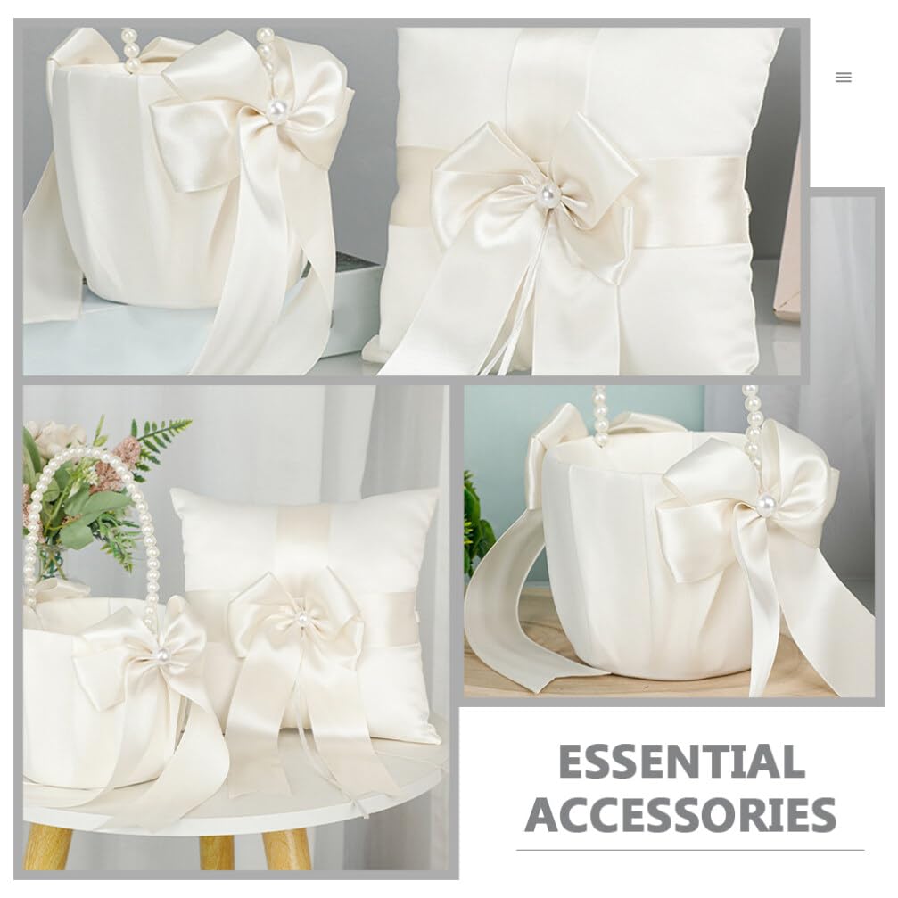 PRETYZOOM Coussin Porteur pour Alliance Mariage 1 Set Blanc en PU