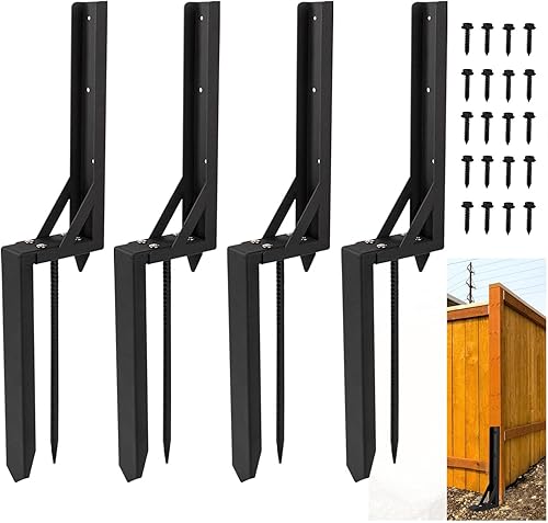 Miniatura 1 de Kit de reparación de postes de valla de 4 piezas, fijador resistente, anclaje de anclaje para el suelo, estacas de soporte para postes de valla