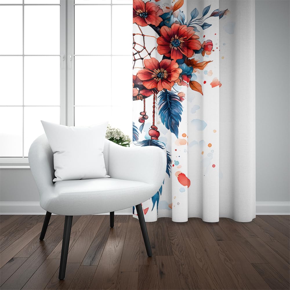 Verdunklungsvorhänge Thermovorhang Ösen Kinderzimmer Kinder Junge Mädchen Weißer Hintergrund Mit Roten Und Blauen Blumen 2Er Set 234X230Cm Vorhang Verdunkelung Blickdichte Gardinen Wohnzimme