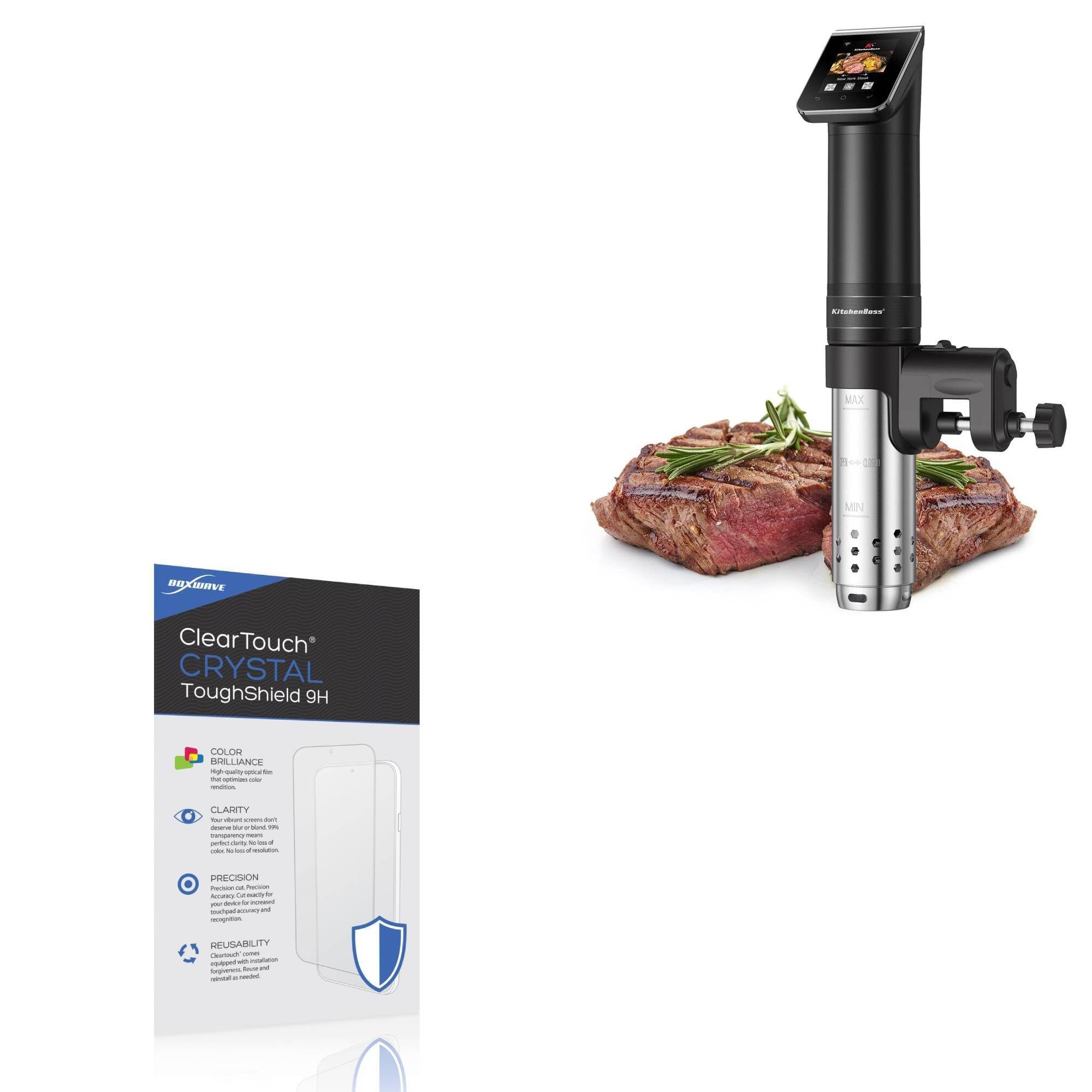 BoxWave Screen Protector Compatible with KitchenBoss Sous Vide G330 - ClearTouch Crystal ToughShield 9H (2-Pack), Clear 9H Tough Flexible Film Screen Protector