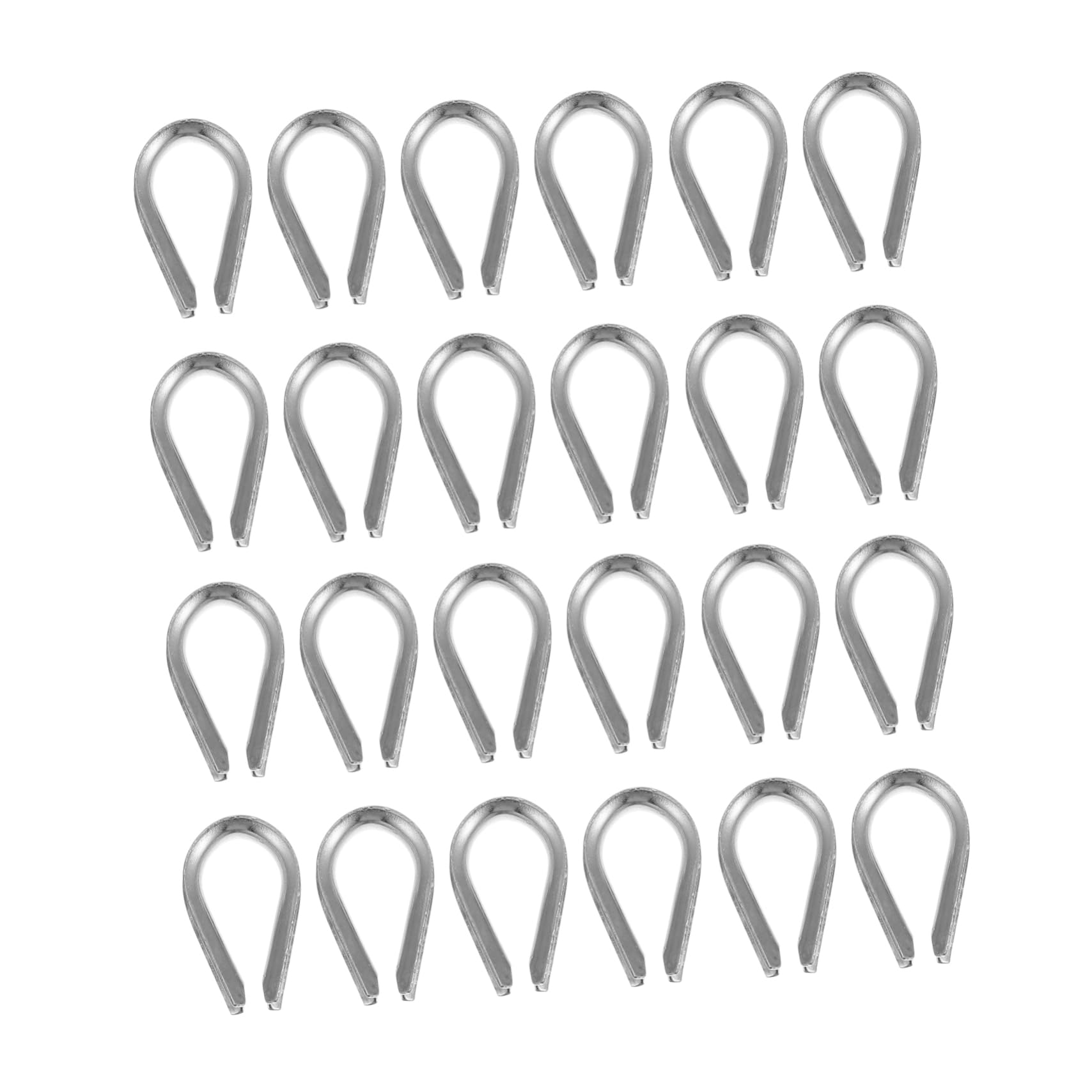 KICHOUSE 24 Pcs Capel Protection Ring Wire Rope Cable Sleeves Heavy Duty Thimble Thimbles Steel Wire Clamp Cable Fixing Workpiece Stainless Cable Clamp Riggs Silver 304 Stainless Steel