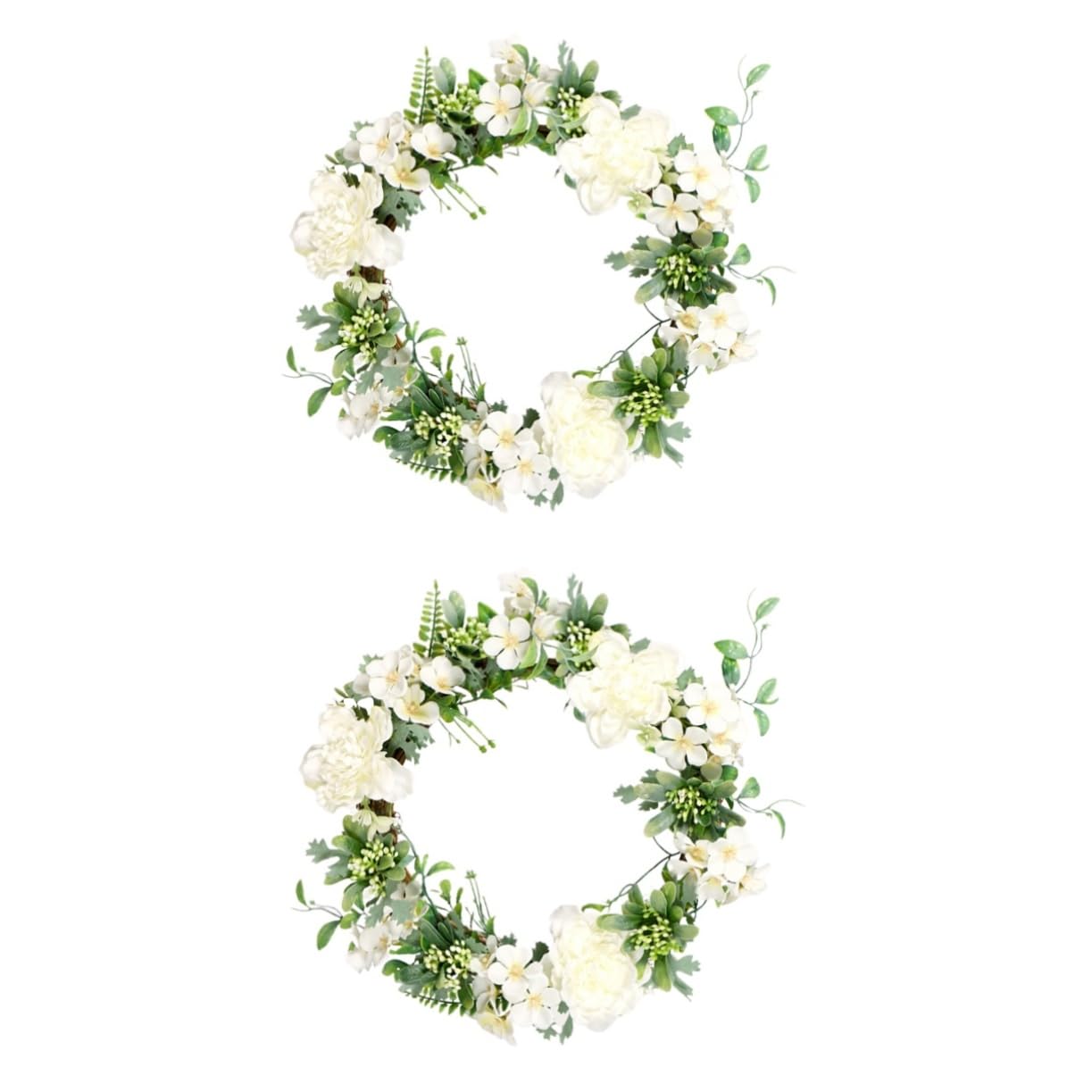ABOOFAN 2stücke Künstlicher Camellia Blütenkranz Dekorativer Und Türschmuck Für Hochzeit Zuhause Feste Pflegeleicht Weiß Handgefertigt