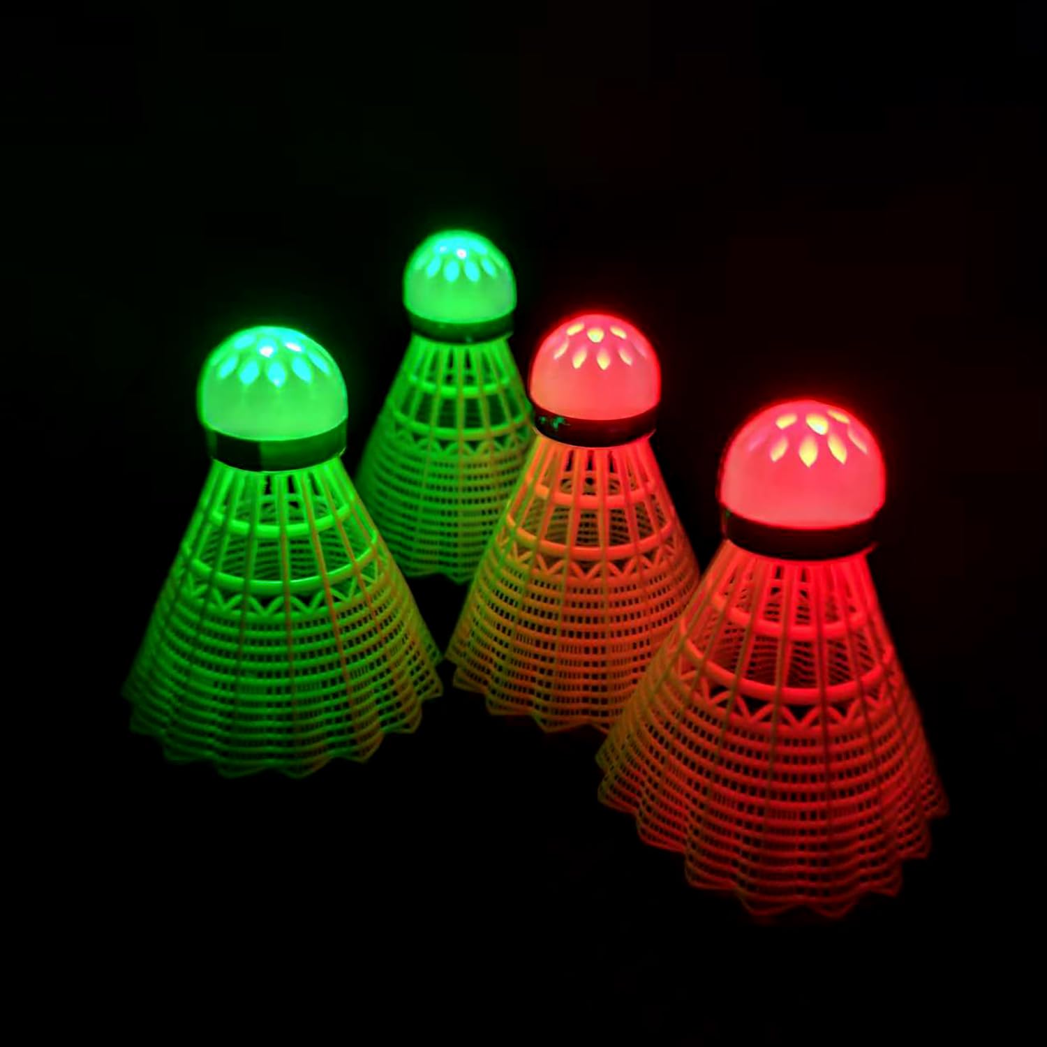 Glow in The Dark Badminton Birdies,LED Badminton Shuttlecocks for Family Backyards Practice,4/5/6 PCS Nylon/Goose Feather Long Lasting Light Up Birdie Balls Set for Indoor Outdoor Sports