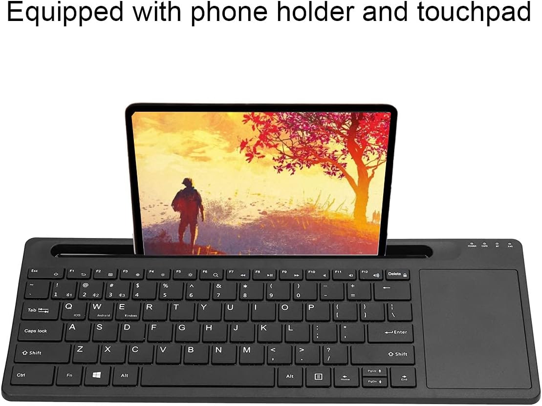 Keyboard with a smartphone placed in its integrated holder