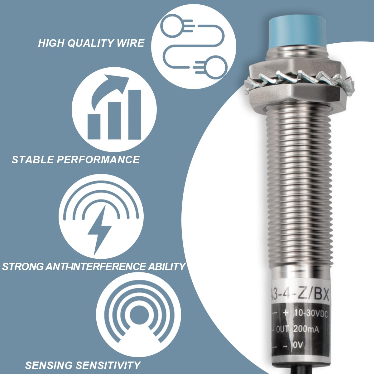 4 interruptores de sensor de aproximación inductiva lj1a34-3 - Z/BX 10-30v de salida 200ma para nivelación de tornos de sonda CNC Z de Impresión 3D