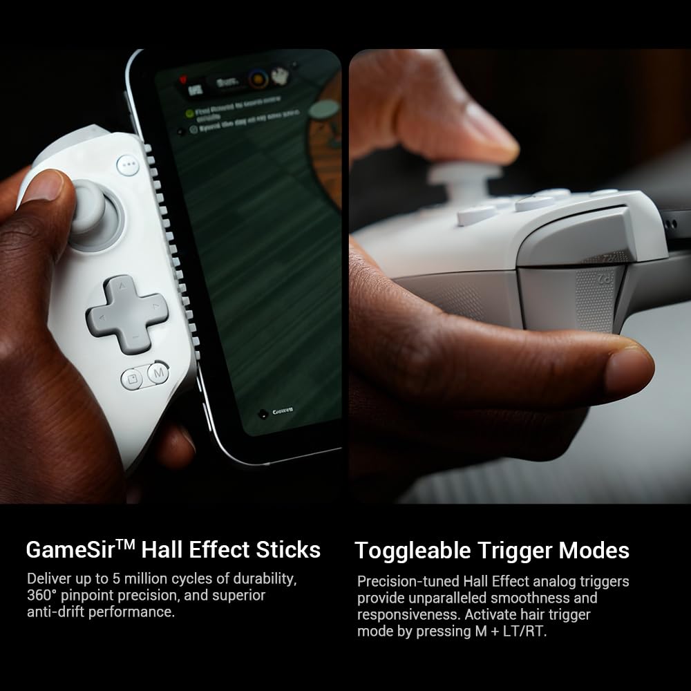 GameSir G8 Plus MFi Mando para iPhone 15/16/17/iPad Mini y Android, mando para iPad con palancas/gatillos con efecto Hall, dos botones traseros, para jugar a Genshin Impact, PUBG Mobile y Minecraft
