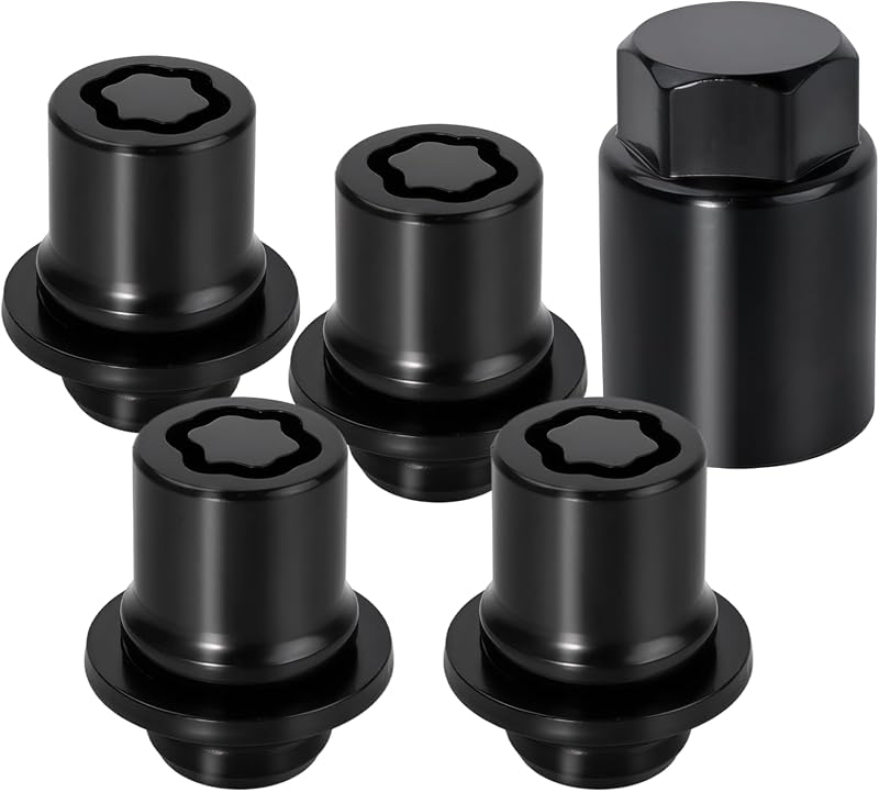 00276-00900 Juego de tuercas de fijación de rueda, 4 PIEZAS Antirrobo M12 x 1,5 tuercas de fijación de rueda y 1 toma de llave de extracción de PC, compatible con Toyota Camry Avalon C-HR Celica Corolla 2001-2022 (negro)