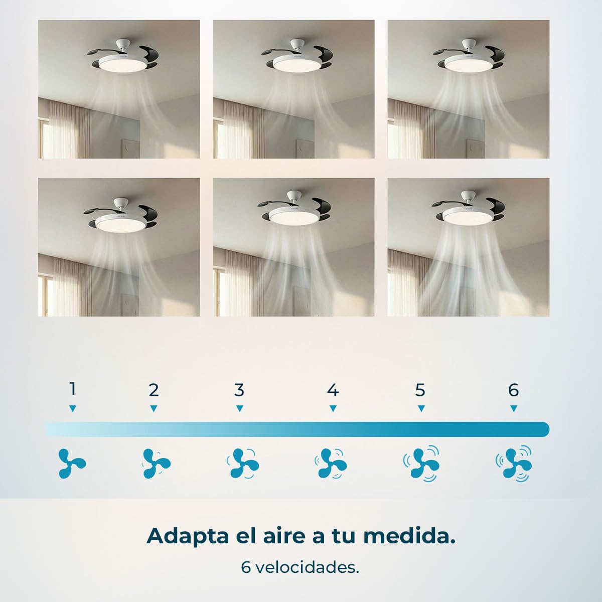 Cecotec Ventilador de Techo con Luz con Aspas Retráctiles EnergySilence Aero 300 Air Invisible. 30W, Motor DC, Mando a Distancia, 6 Velocidades, Temporizador 4h, Función Winter-Summer — view 3