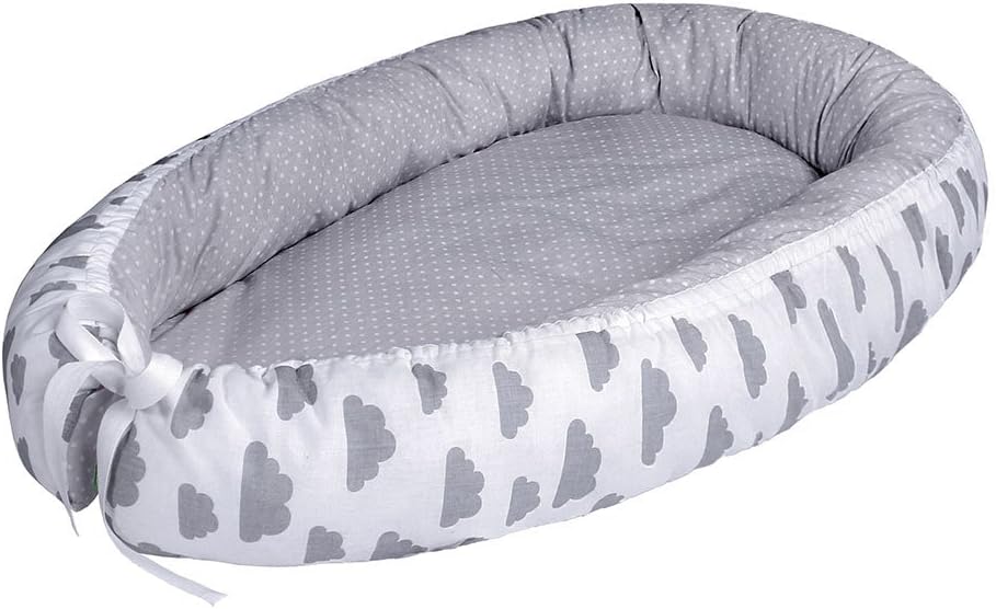 Lulando Baby-Nest, Grey Clouds/Dots Grey, 80x45 cm