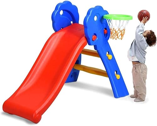 Miniatura 1 de HONEY JOY Tobogán para niños pequeños, juego de tobogán de escalador independiente para patio de juegos, fácil instalación, tobogán interior de