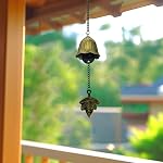 Japanese Leaf Wind Chimes, Small Wind Bell Pendent for Outside Hanging Cast Iron Wind Chime Ornament for Bless Garden Backyard Home Decor (Bronze)