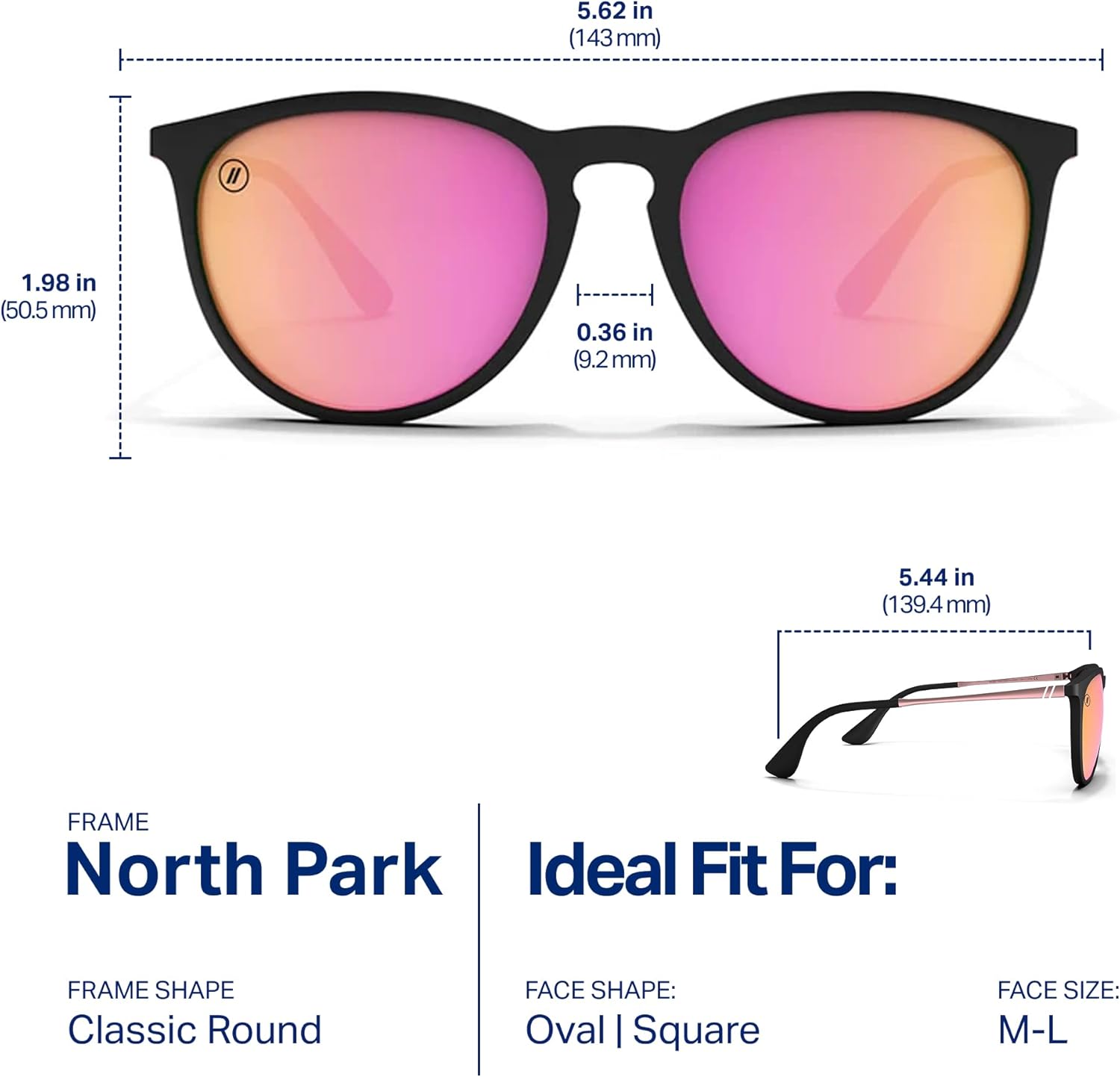Blenders Eyewear North Park – Polarized Sunglasses – Classic Shape, Mixed Metal Frame – 100% UV Protection – For Men & Women