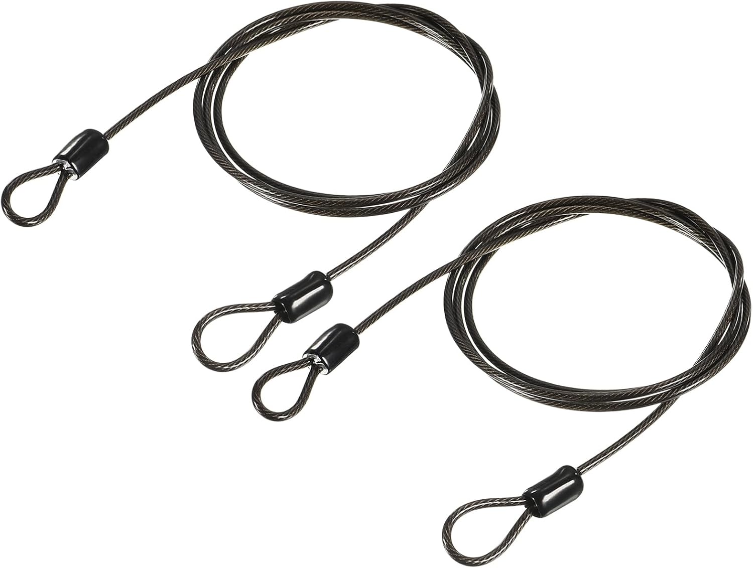 MECCANIXITY Security Steel Cable Lock, Safety Cable Flexible Wire Rope Luggage Lock 3.3feet 2.5mm Vinyl Coated Braided Steel with Double Loop for Bike Bicycle U-Lock Padlock Green Pack of 2