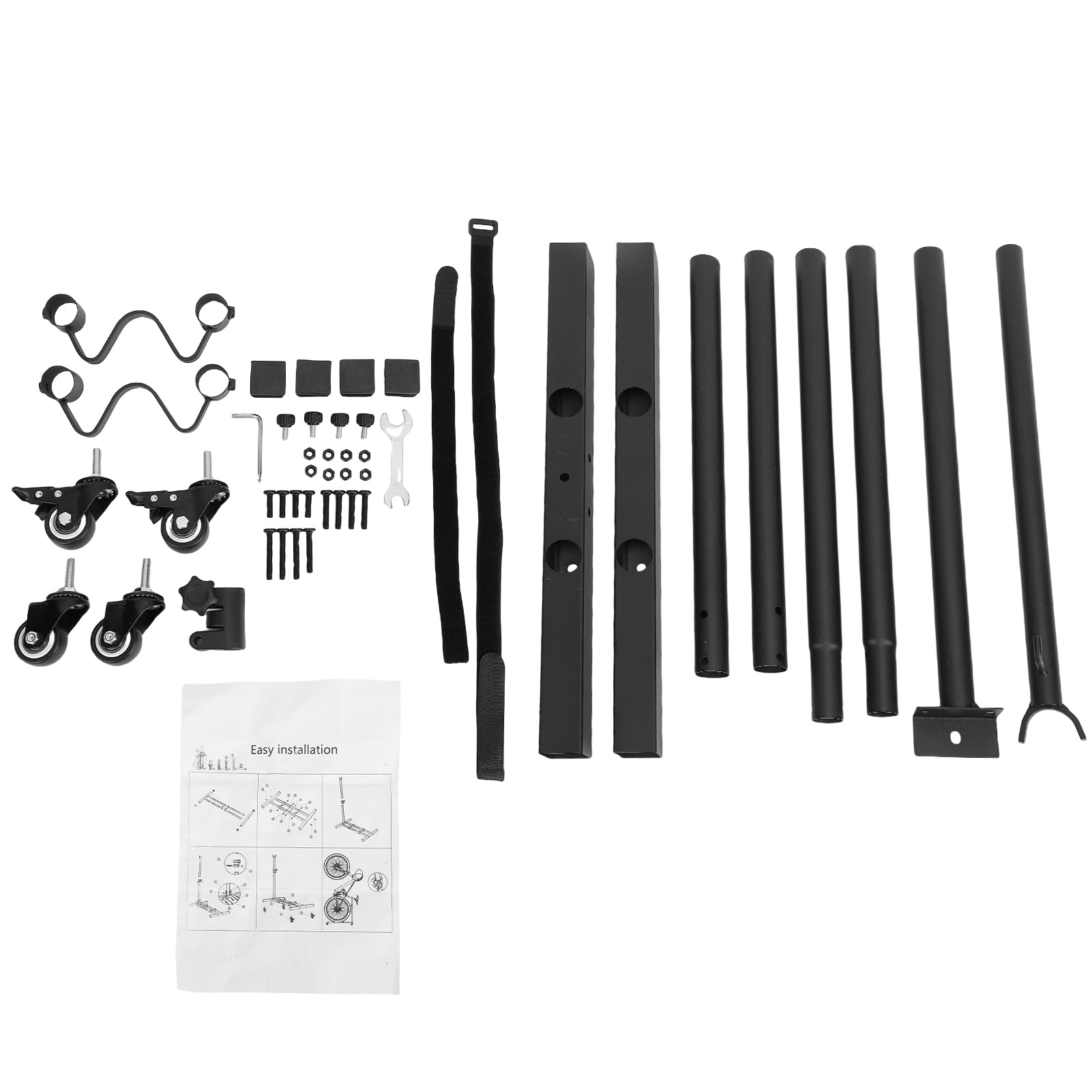 Soporte de bicicleta portátil con rueda de hierro, soporte ajustable para varios tamaños de bicicleta, acero de alta resistencia, bajo contenido de carbono, GK001