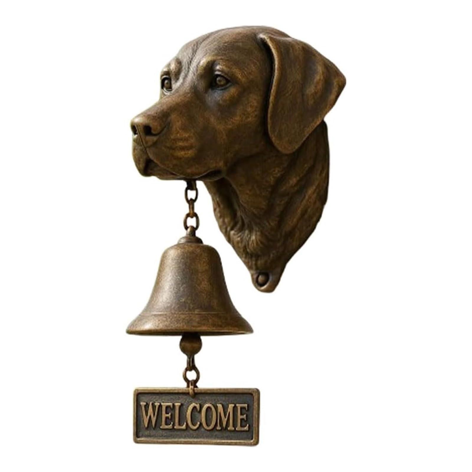 Various Dog Welcome Doorbell - Vintage Funny 3D Animal Cast Iron Resin Hanging Entry Bell for Porch Front Home Door Wall Decoration Housewarming Dogs Lover Gift (Labrador Retriever)