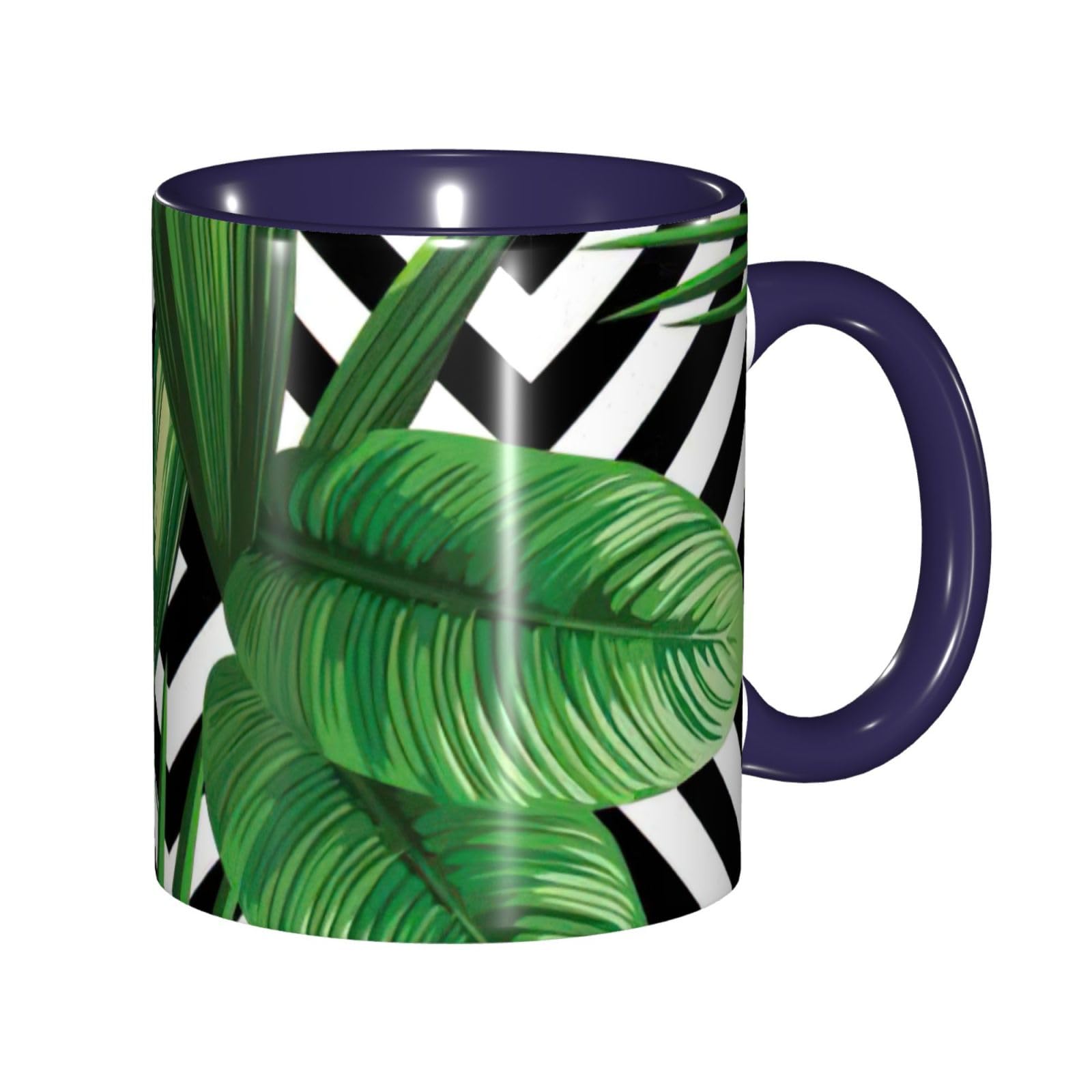Tasse en céramique 325 ml verte avec coffret cadeau et motifs tropicaux
