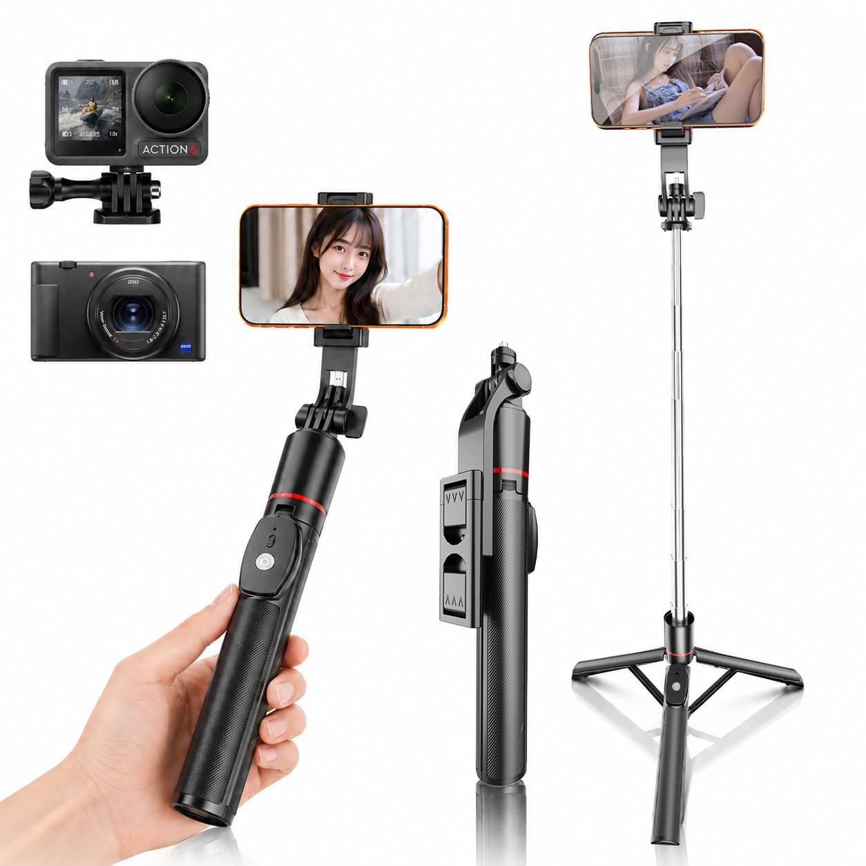 Amazon | スマホ 三脚 自撮り棒 iPhone用 スマホスタンド 【人気 新 