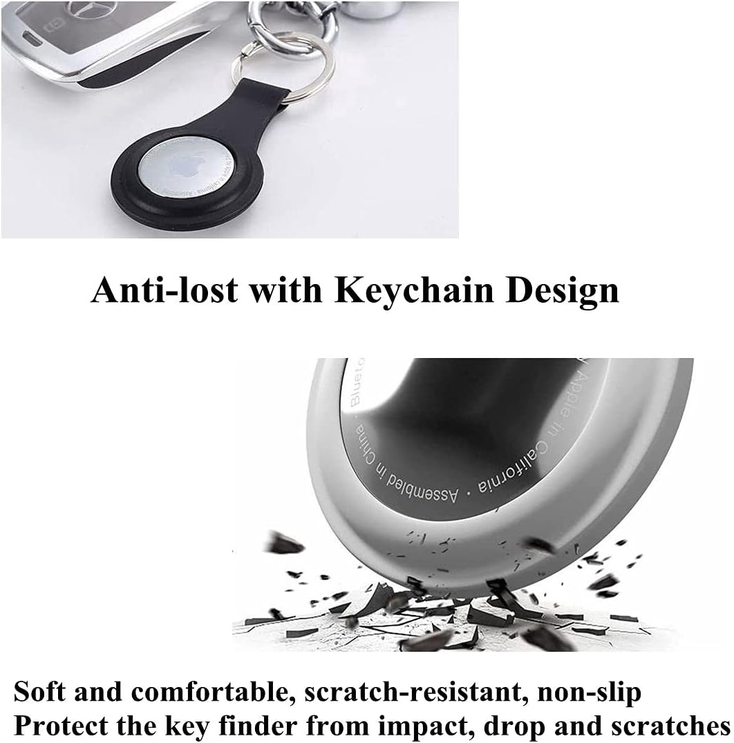 rapget 4 pack silicone protective case for airtags silicone airtag holder with anti lost keychainfinder items for dogs keys backpacksfour color