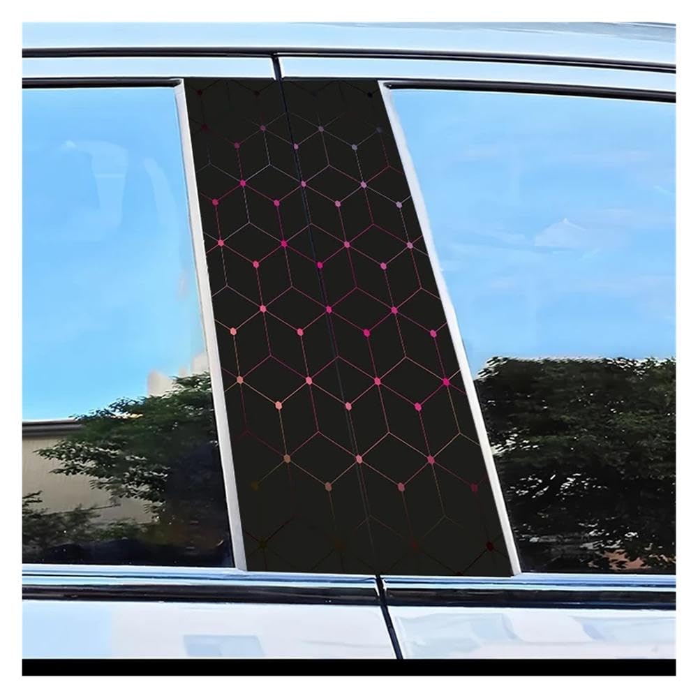 Dabhuoc One Color Car Parts 2Pcs Car B-Pillar Sticker Geometric Grid Pattern Scratch Resistant Film