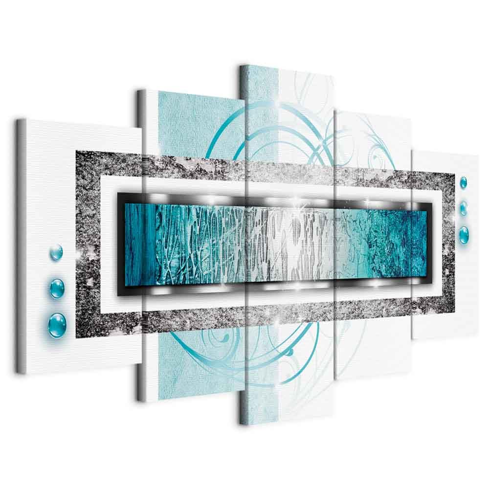 Akustikbild-Set 5-teilig, 100x50 Cm – Schalldämmung & Wanddeko Mit 3D-Effekt In Silber/rot/schwarz