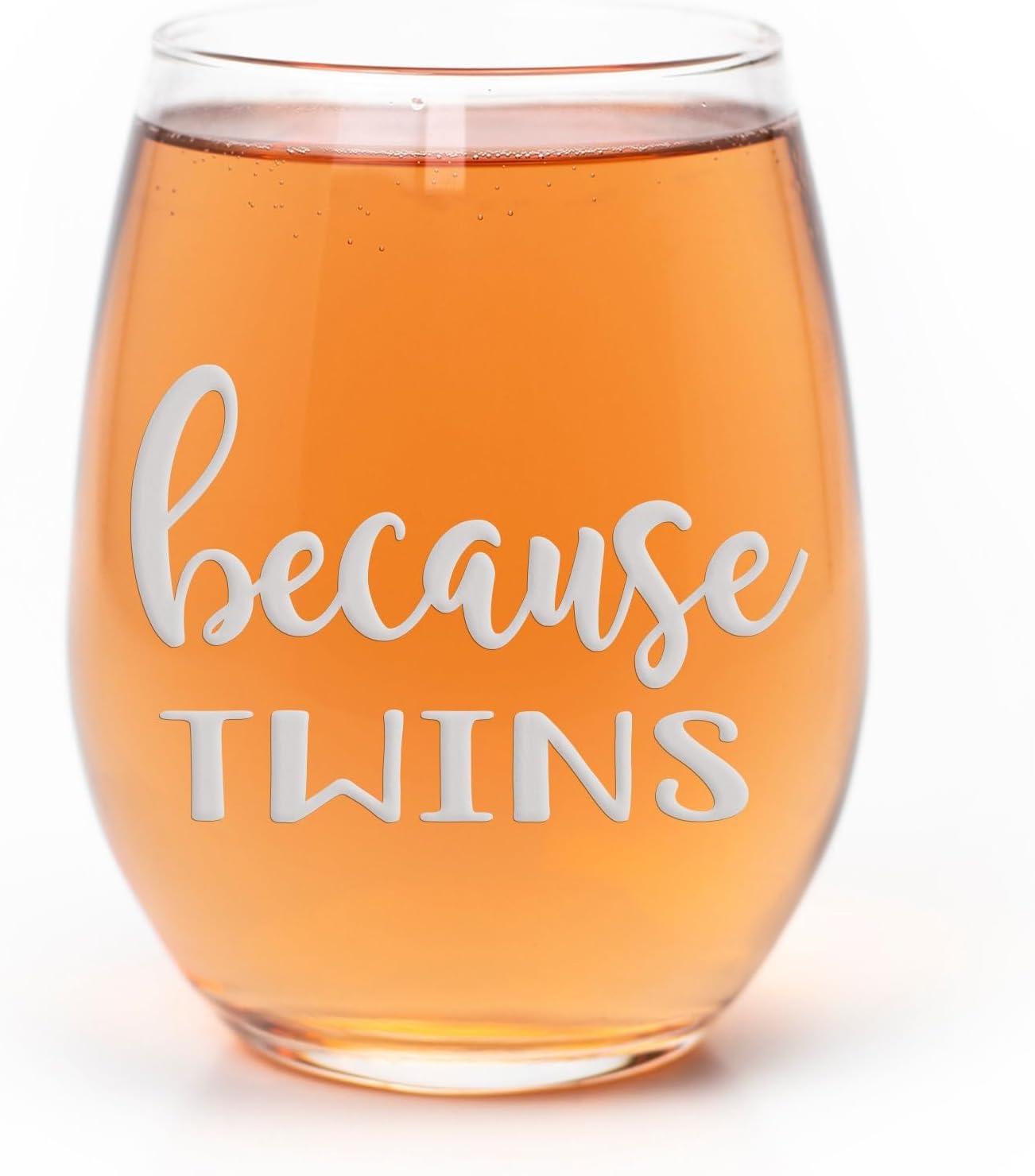 Because Twins Stemless Wine Glass - Funny Twin Mom Gift for Wine Lovers - 3 Glasses
