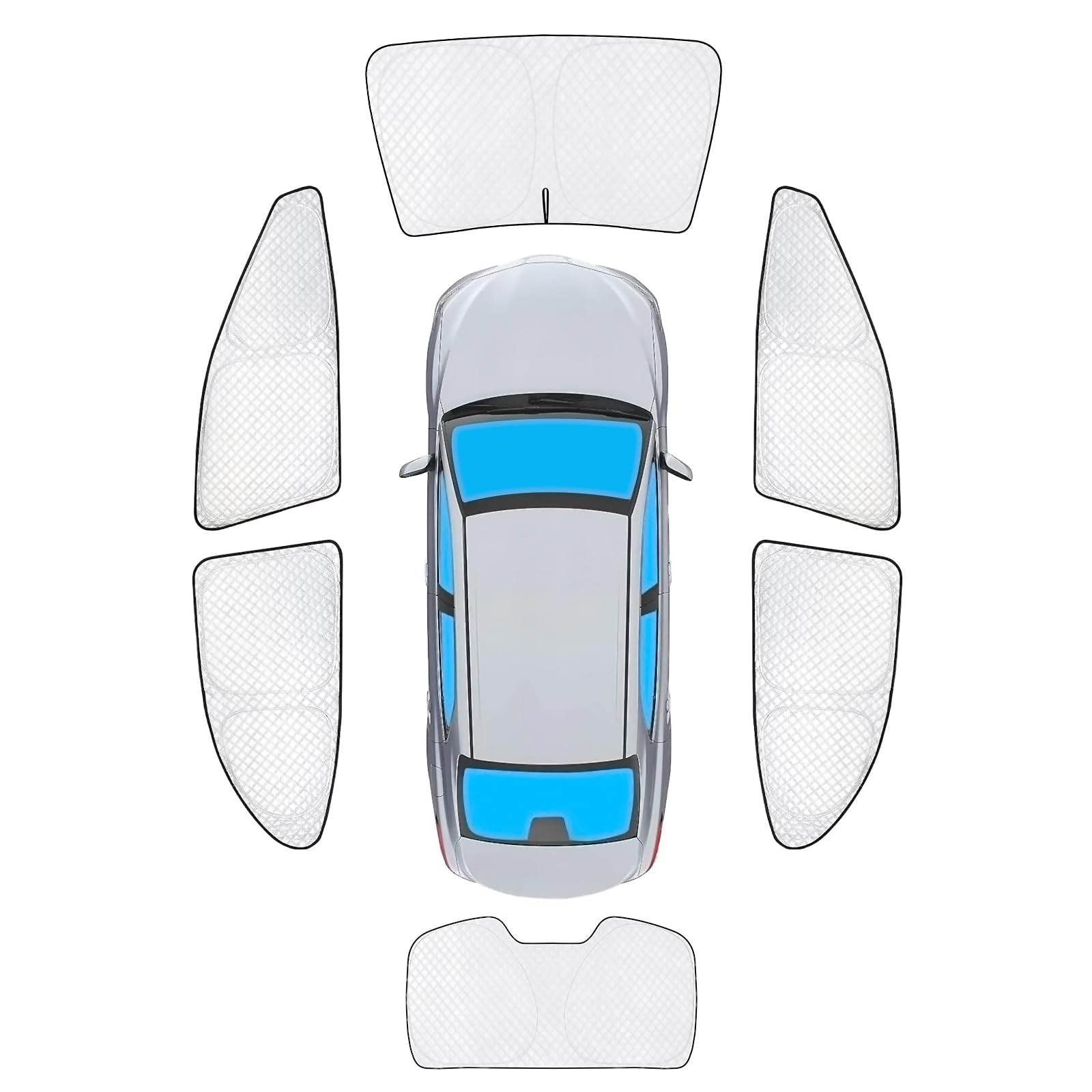 KMF 6pcs Thicken Sun Shades for Toyota Camry 2018-2024 Accessories,Full Window Car Window Covers Sunshade for Windshield Side Rear, UV Block and Blackout Privacy for Camping Outdoor