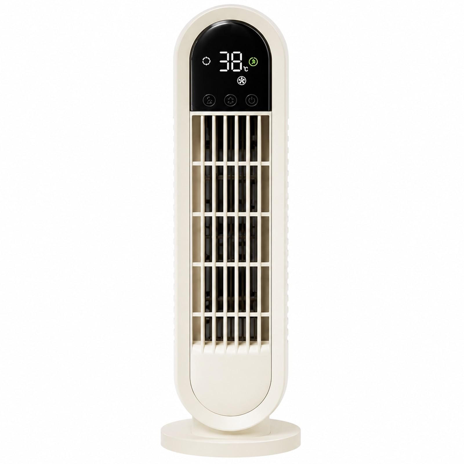 Ventilatore Senza Pale Con Display LED, Oscillazione A 60° E 3 Velocità | Ricaricabile,Ventilatore A Torre Per Scrivania, Camera Da Letto E Ufficio, Soluzione Di Raffreddamento Compatta