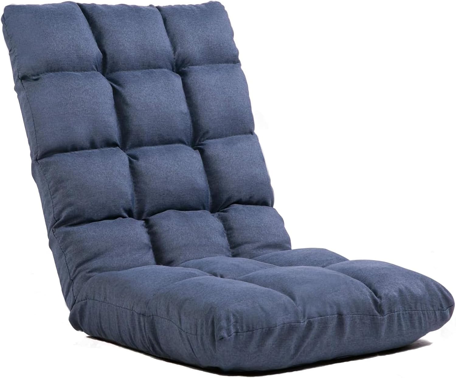 Folding Floor Gaming Chair with Back Support, 14-Position Adjustable Recliner - Padded Cushion with Breathable Linen & Cotton Blend for Adults & Kids, Perfect for Gaming, Reading & Meditation (Blue)